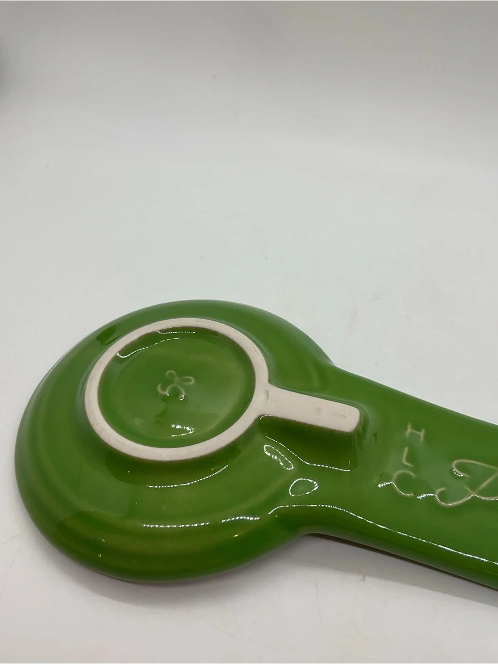 Fiesta Shamrock? Green Ceramic Spoon Rest - flaws